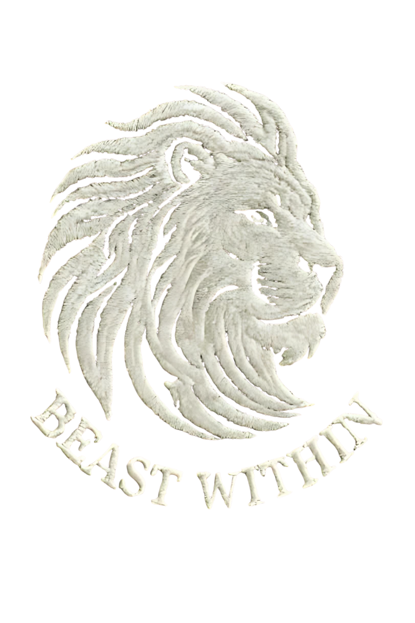 Embroidery Cotton Blend Polo Neck White Beast Navy Blue Tshirt - Image 2