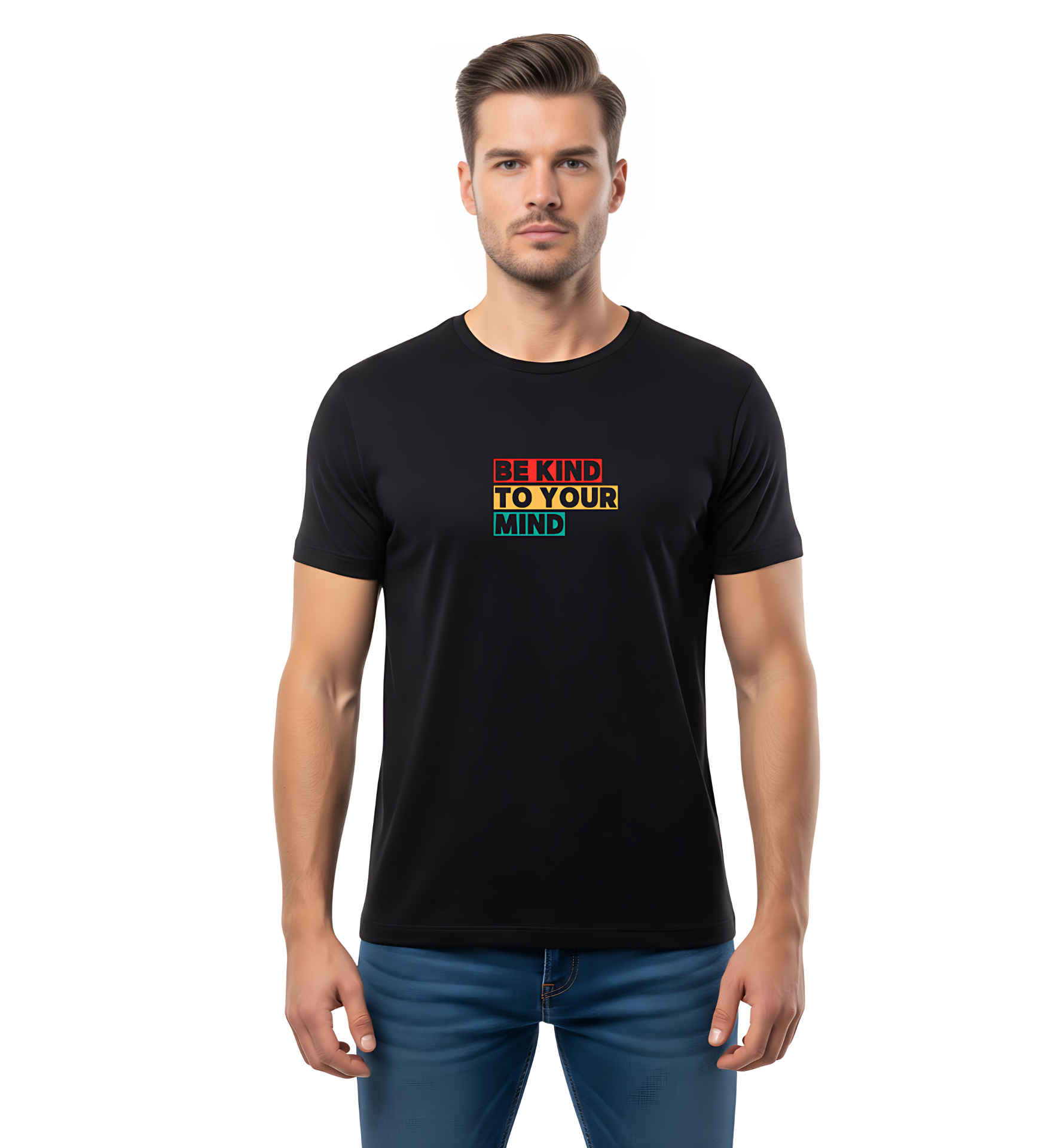 Black Positive Mind Graphics T-Shirt For Men | Round Neck T-Shirt