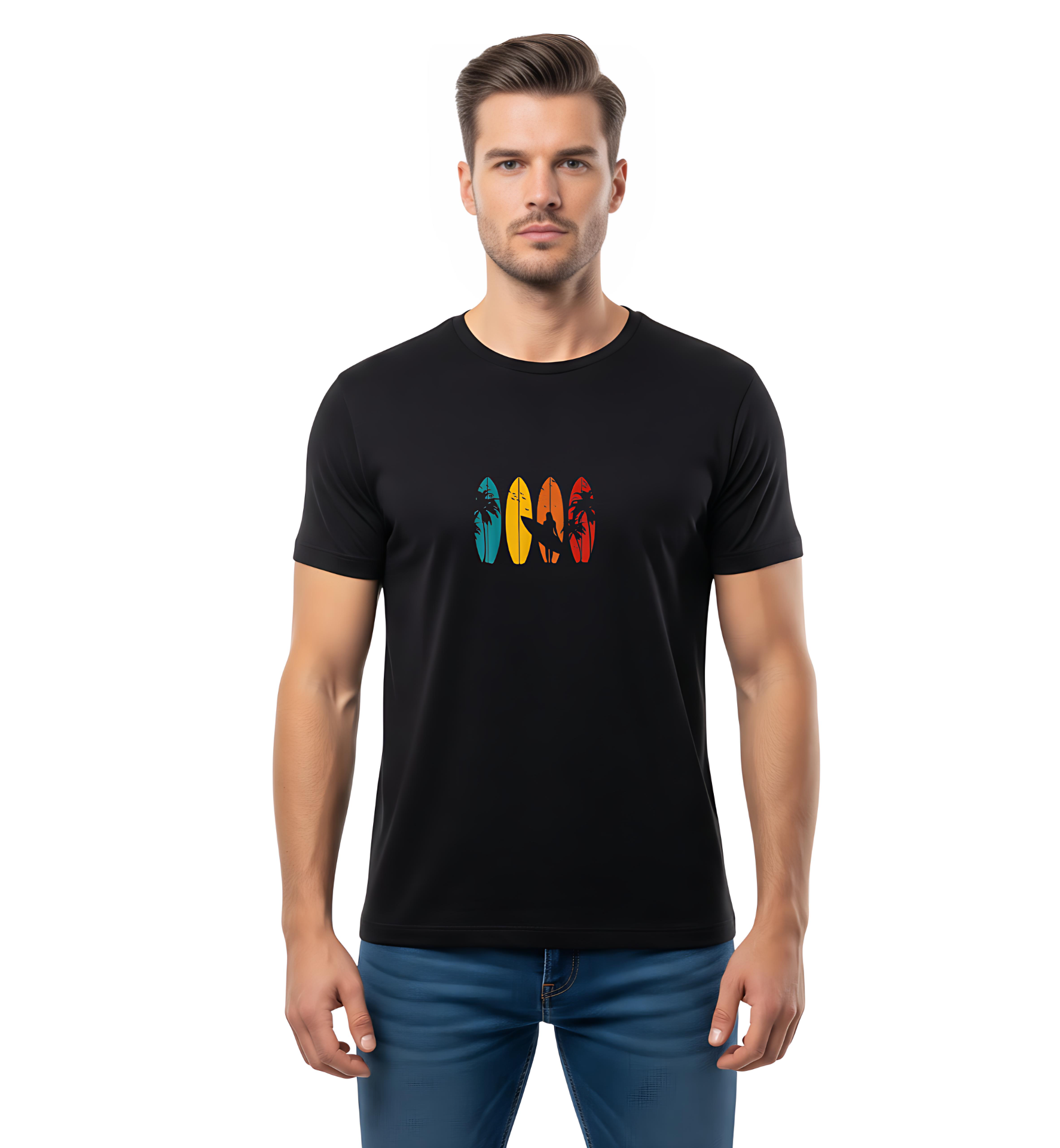 Black Beach Vibes Graphics T-Shirt For Men | Round Neck T-Shirt