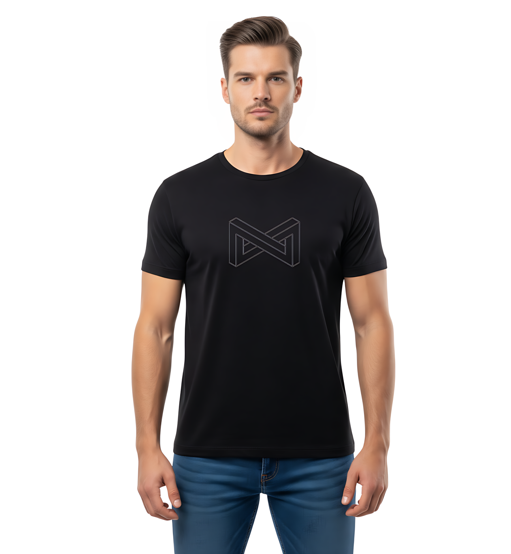 Black Criss-Cross Graphics T-Shirt For Men | Round Neck T-Shirt