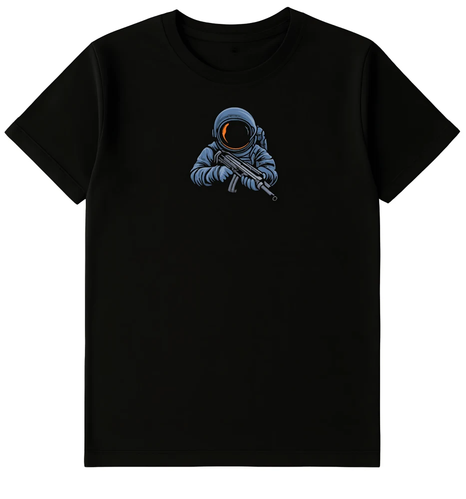Black Space Trooper Graphics T-Shirt For Men | Round Neck T-Shirt - Image 2