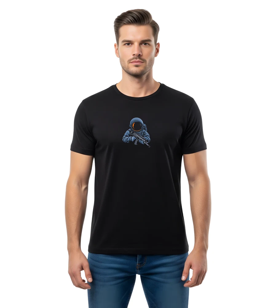 Black Space Trooper Graphics T-Shirt For Men | Round Neck T-Shirt