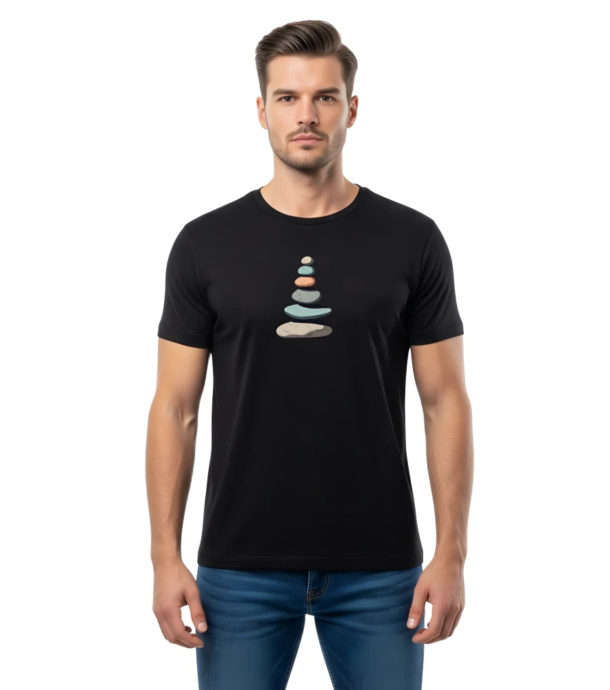 Black Pebbles Graphics T-Shirt For Men | Round Neck T-Shirt