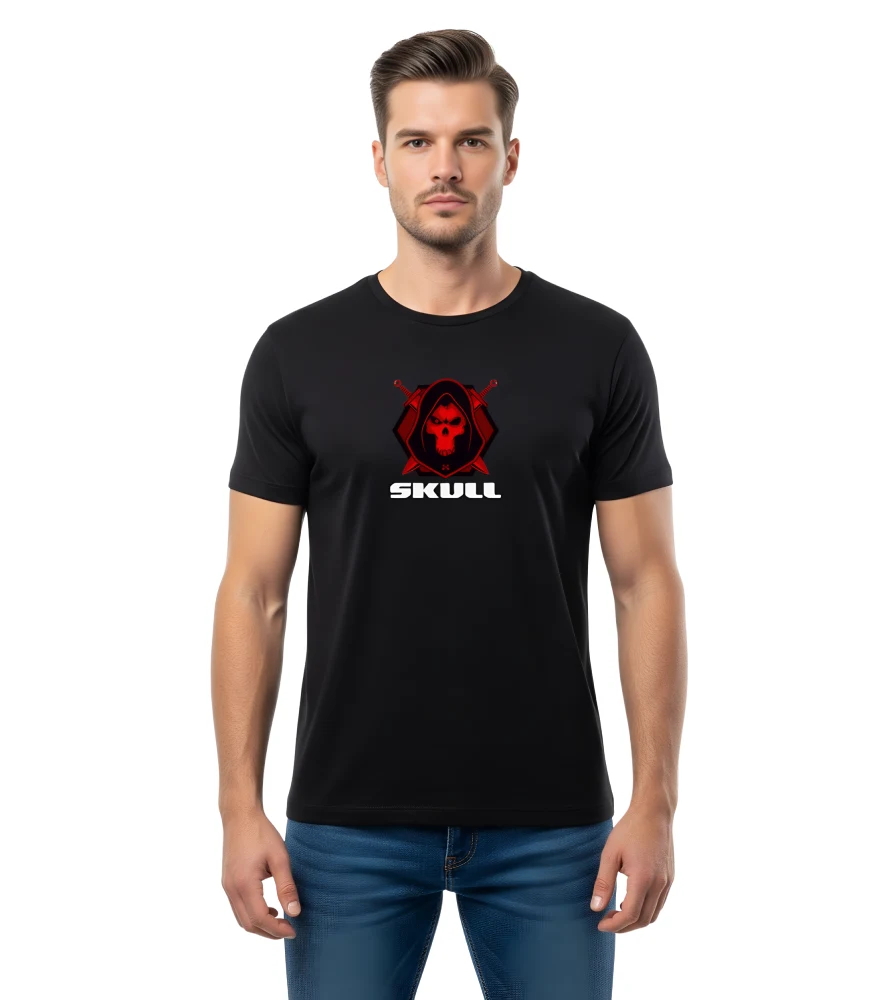 Black Skull Graphics T-Shirt For Men | Round Neck T-Shirt