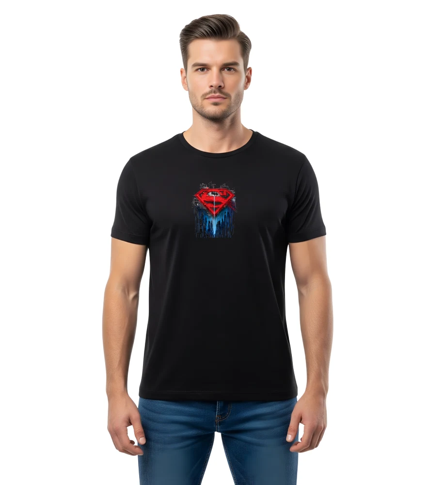 Black Superman Graphics T-Shirt For Men | Round Neck T-Shirt
