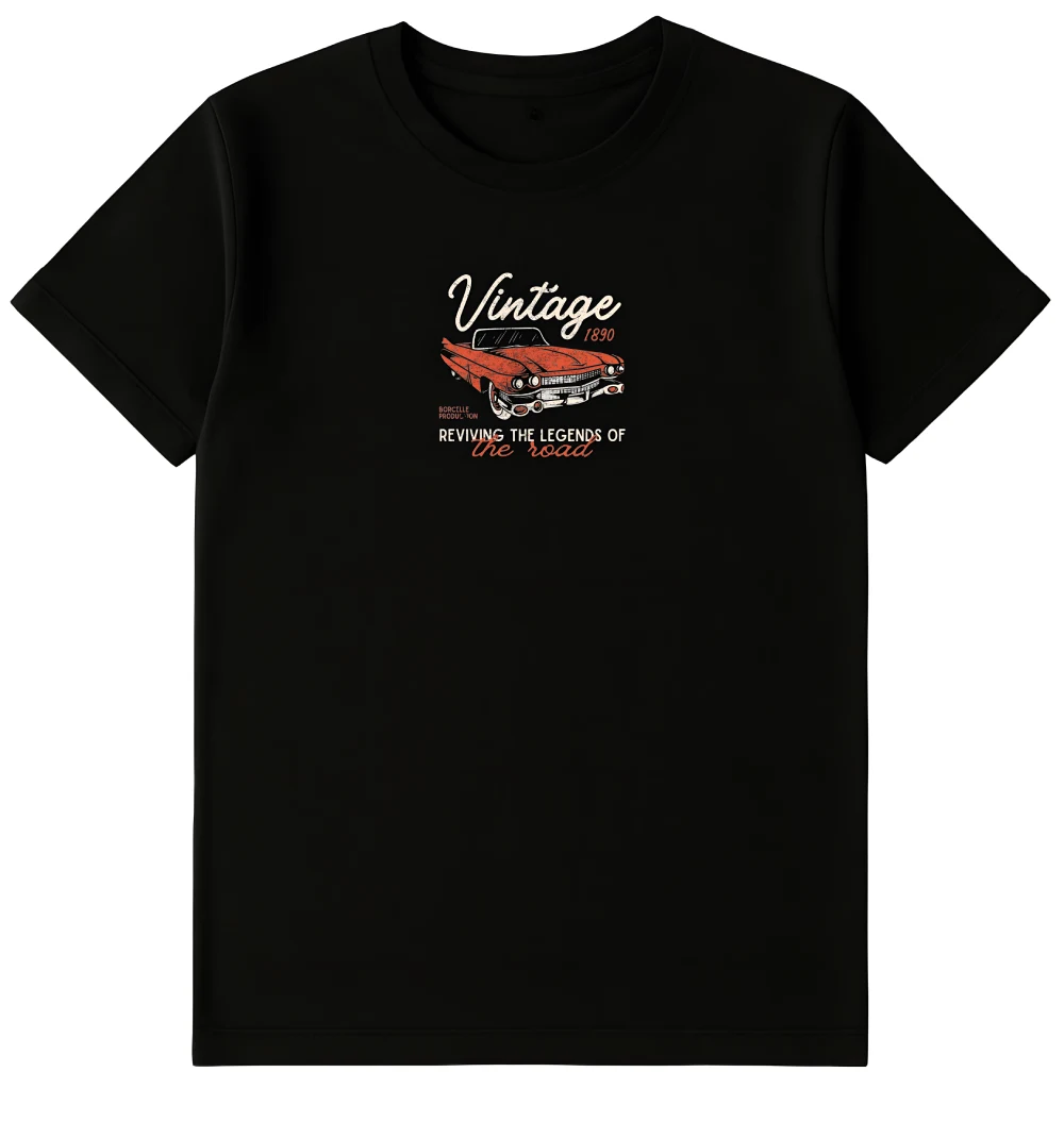 Black Vintage Graphics T-Shirt For Men | Round Neck T-Shirt - Image 2