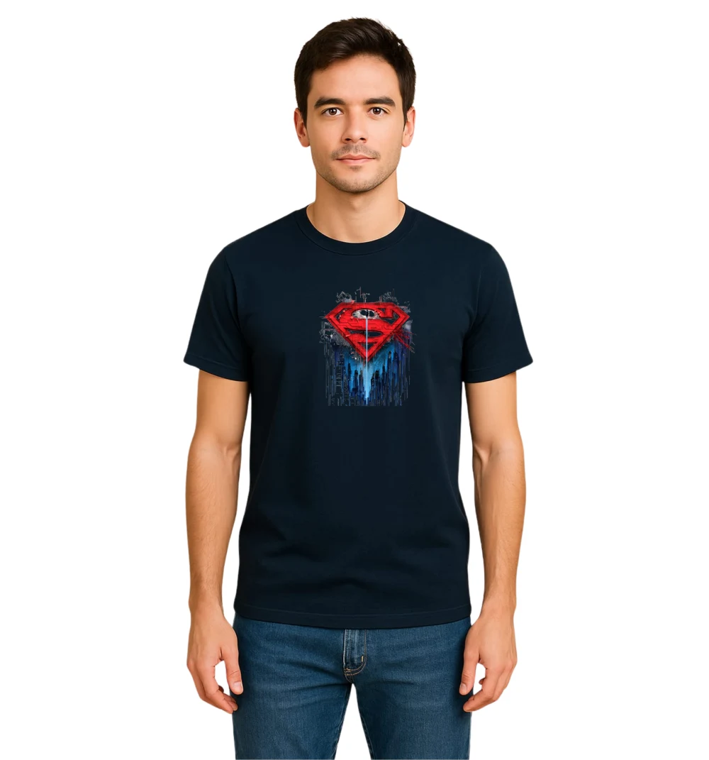 Navy Blue Superman Graphics T-Shirt For Men | Round Neck T-Shirt