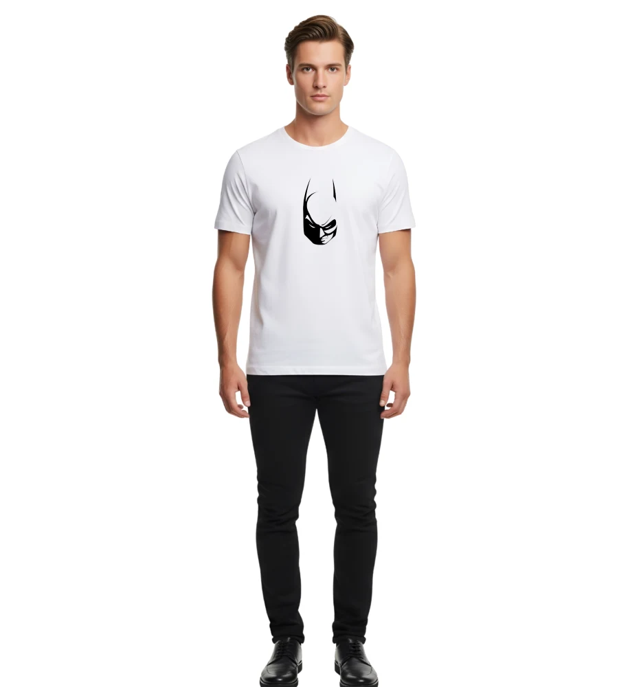 White Bat Mask Graphics T-Shirt For Men | Round Neck T-Shirt